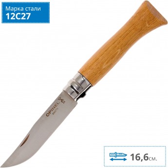 Нож OPINEL №6, нержавеющая сталь, дубовая рукоять в картонной коробке 002024 Нож OPINEL №6, нержавеющая сталь, дубовая рукоять в картонной коробке 002024